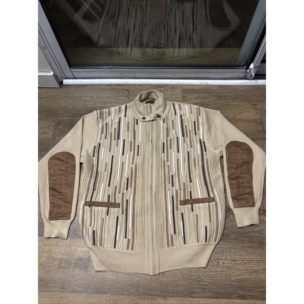 Silversilk L Mens Sweater Cardigan Biggie Cosby 3D Hip Hop Casual Elbow Patches